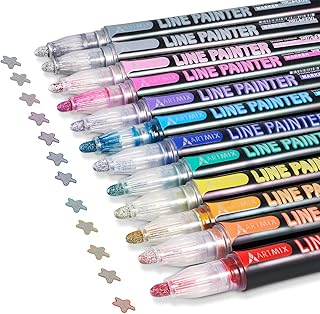 Double Line Outline Pens - 12 Colors Self Outline Metallic Markers Double Line Pen, Outline Markers Pens for Art, Drawing, Greeting Cards, Crafts, Posters, Painting, Kid Journal, Self Journal