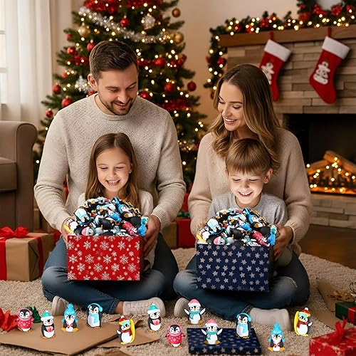 Miniatura 7 de Realspring Christmas Rubber Penguin Bulk Cute Squeak Floating Penguin Rubber Animals Bathtub Toy Winter for Kids Xmas Stocking Stuffers Xmas Tree