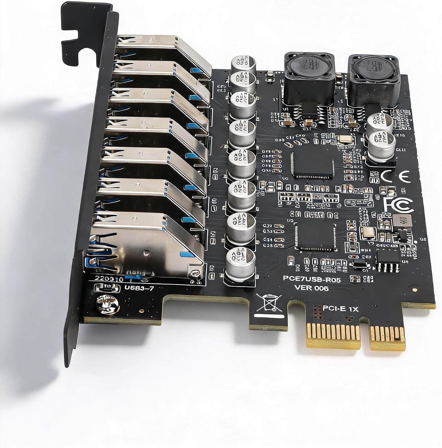 PCIE Expansion Card 7 Port, 7 Ports USB 3.2 GEN1 Hub Controller Adapter, 5Gbps High Speed Transmission Stable Power USB 3.2 GEN1 Front Expansion Card