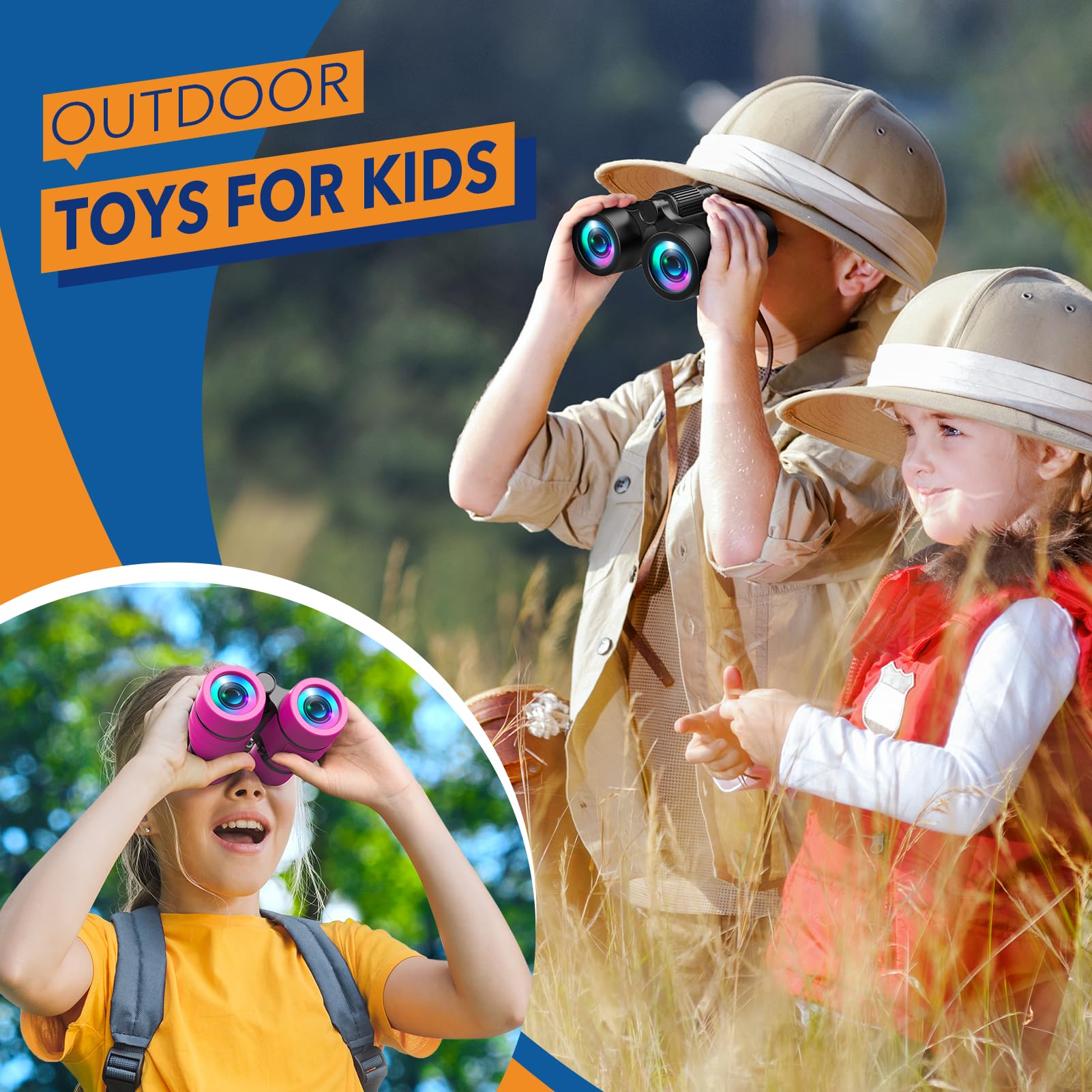 HappyKidsClub Binoculars for Kids Outdoor Toys for Boys Age 3-9, Travel Games, Garden Toys, Black - Image 4