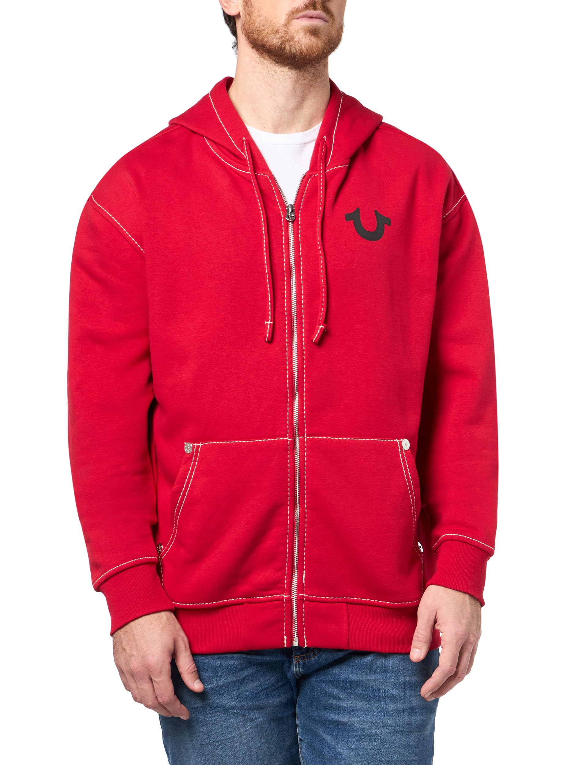 True Religion Men's No. 1 Loose Big T Zip Hoodie – Full Zip