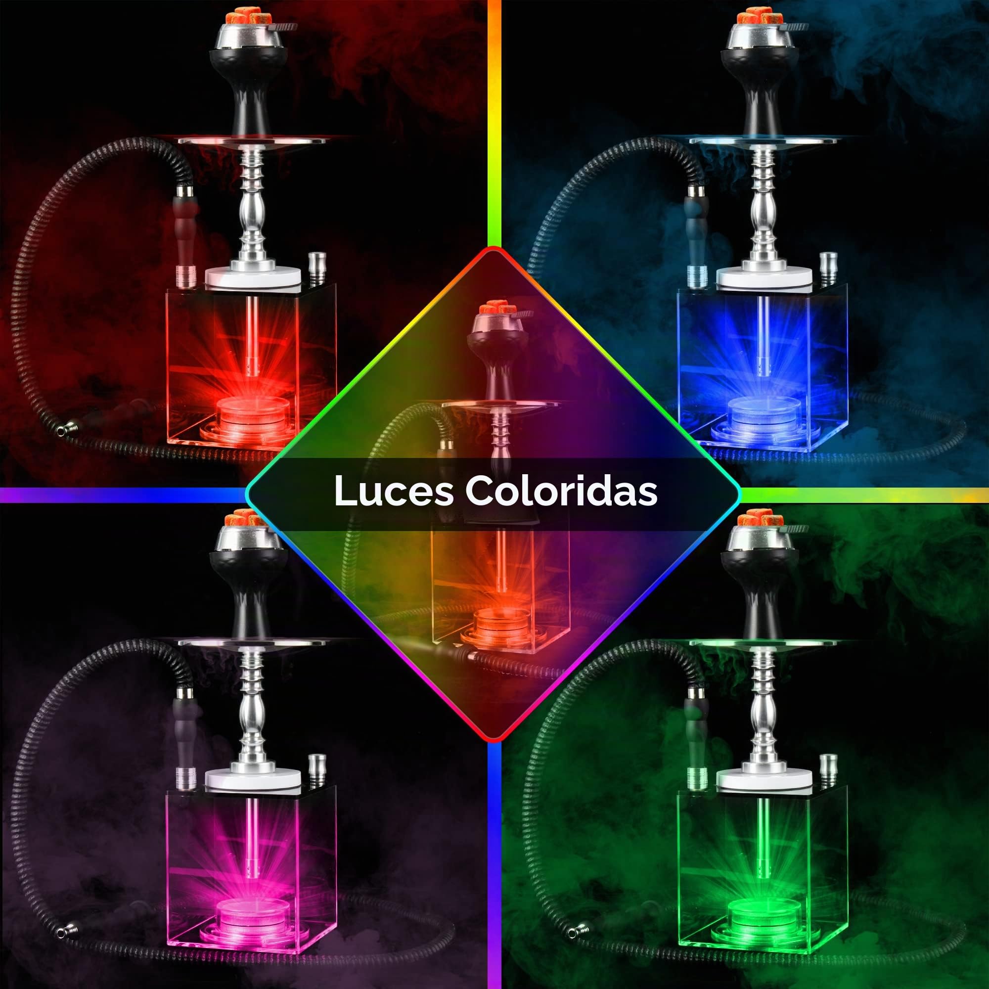 Juego de cachimbas de cachimba, cachimba portátil premium con funda protectora, carcasa de silicona, difusor de tubo de inmersión de aluminio