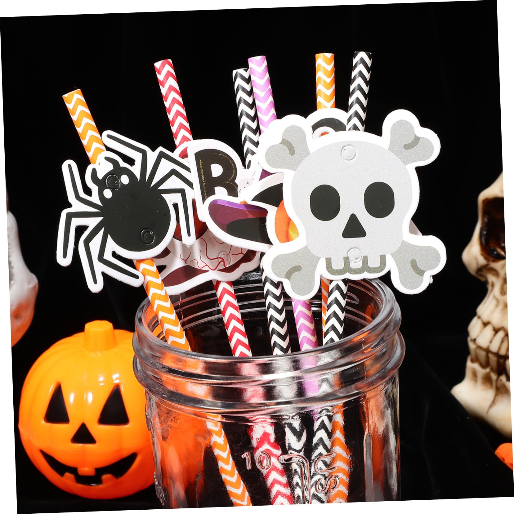 VICASKY 6confezioni Cannucce Di Carta Di Halloween Strisce Stampa Colorata Decorative e Sicure Da Usare Per Feste e Famiglia