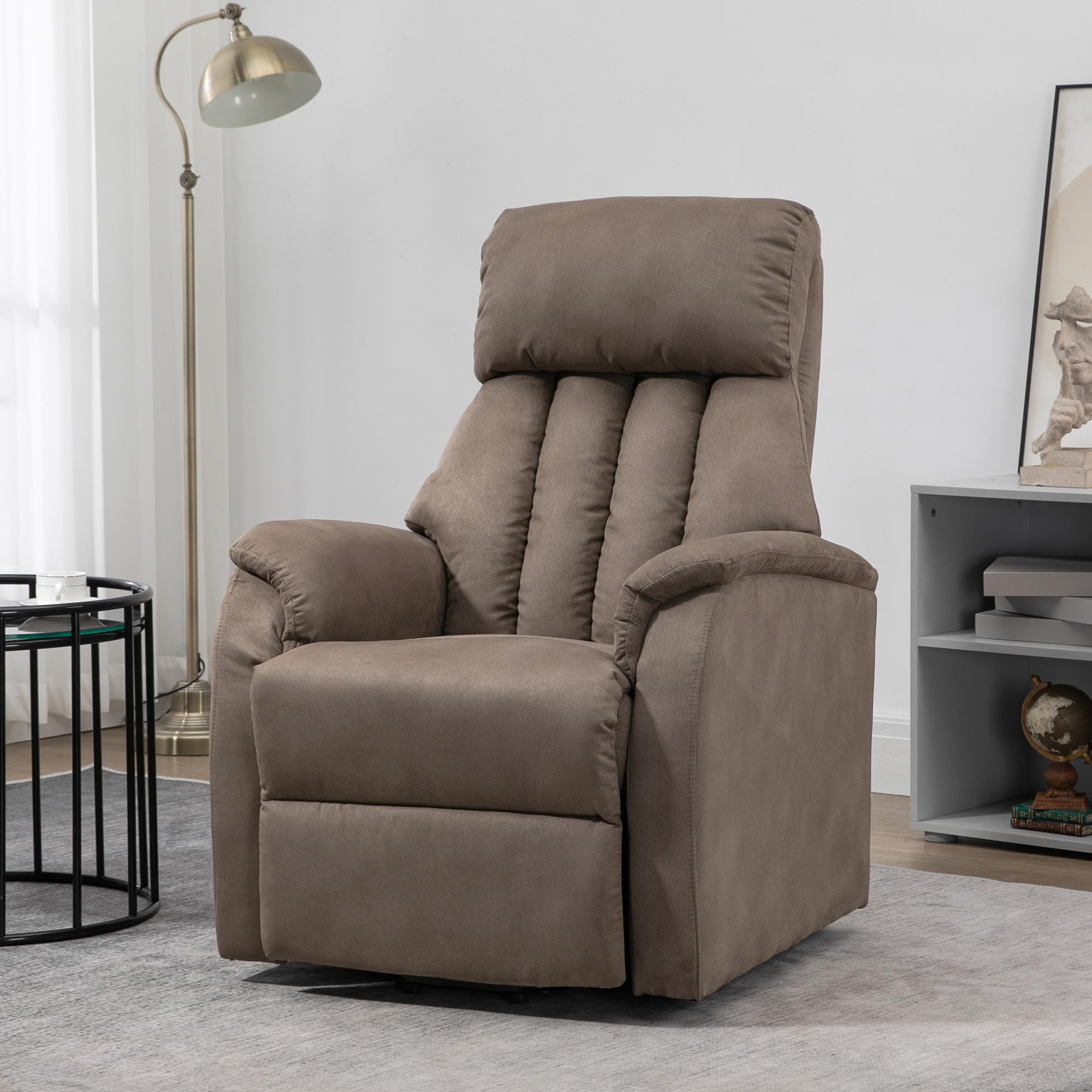 HOMCOM Poltrona Alzapersona Reclinabile 150° max con Telecomando e Poggiapiedi, 75x93x110 cm, Marrone