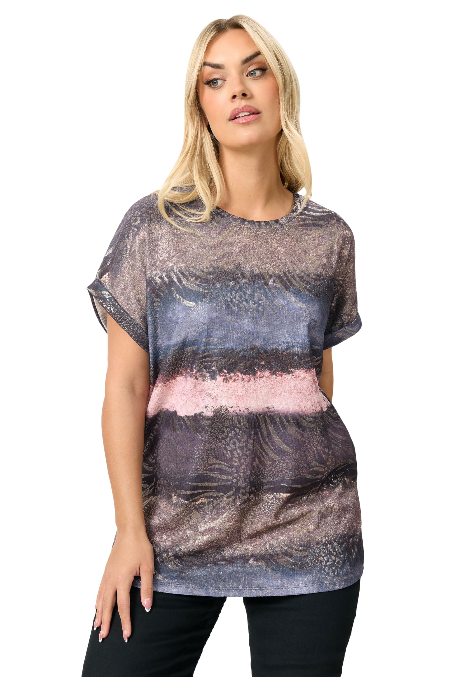 Yours Women's Animal Foil Stripe Top | Size: 20