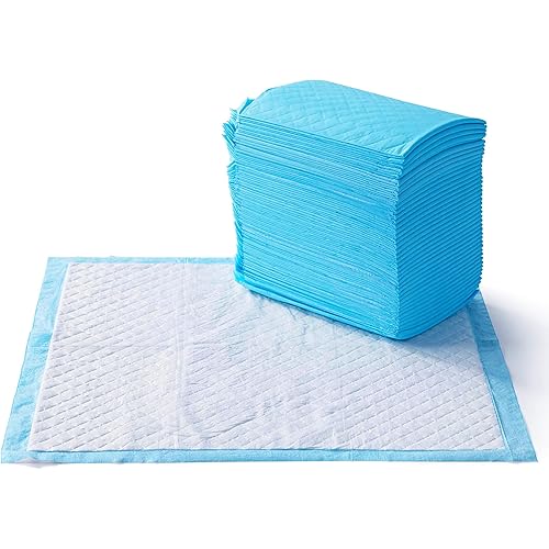 Amazon Basics Heavy Duty Dog and Puppy Pee Pads, 5-Layer Leak-Proof Ultra Absorbent, Quick-Dry Surface, Potty Training, Regular (24x23"), 80 Count, Blue & White