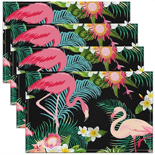 Miniatura 5 de jejeloiu Juego de 4 manteles individuales abstractos, manteles individuales modernos de arte abstracto, manteles individuales de líneas de rayas