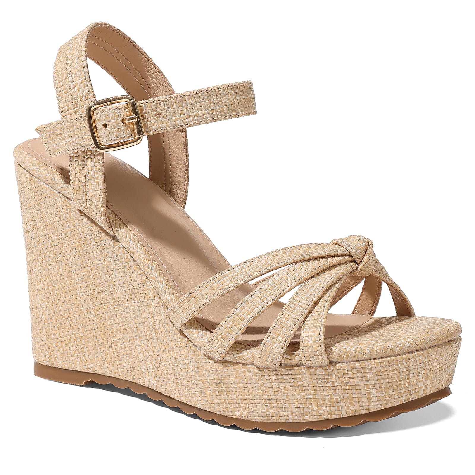 mikarka Sandals for Women 2026: Comfortable Wedge Platform Sandals Women - Braided Espadrilles for Women Ankle Strap Open Toe Wedges Heels Beach Sandals Summer Shoes