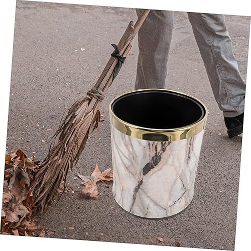 Miniatura 7 de Cubo de basura de mármol, contenedor de basura de plástico, cubo de basura redondo para baño, cocina, dormitorio, hogar, oficina, sala de estar