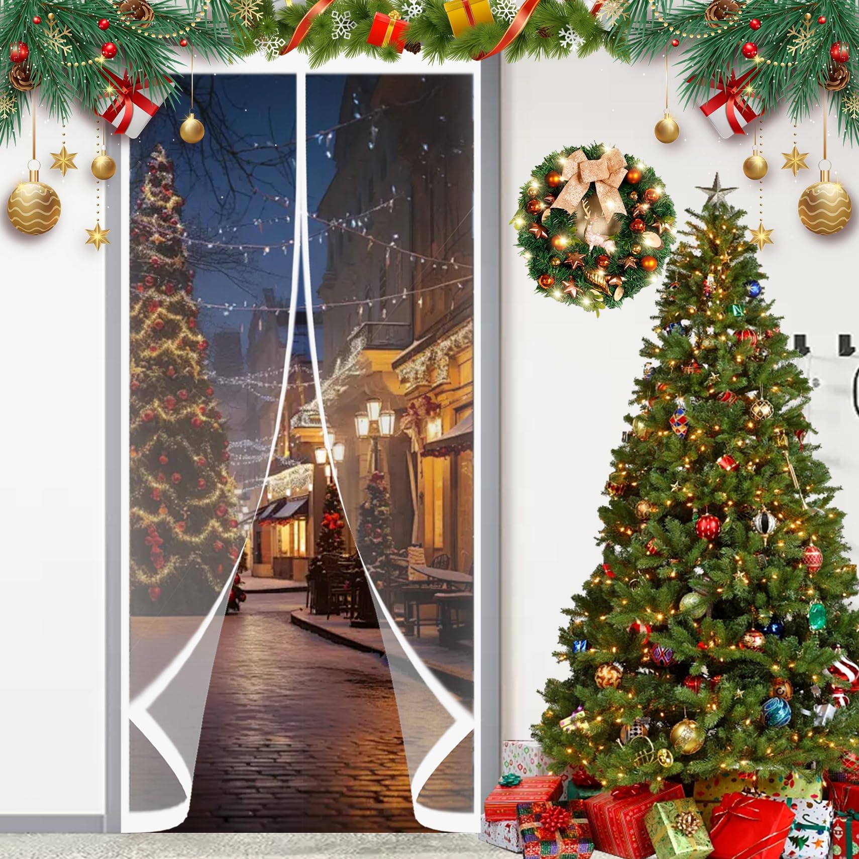 Kälteschutzvorhang 148 x 220 cm Geräuschisolierung Winddicht Wasserdicht Haustierfreundlich, Wärmeschutzvorhang Garage Türvorhang für Balkon Terrassen Kellertür, A