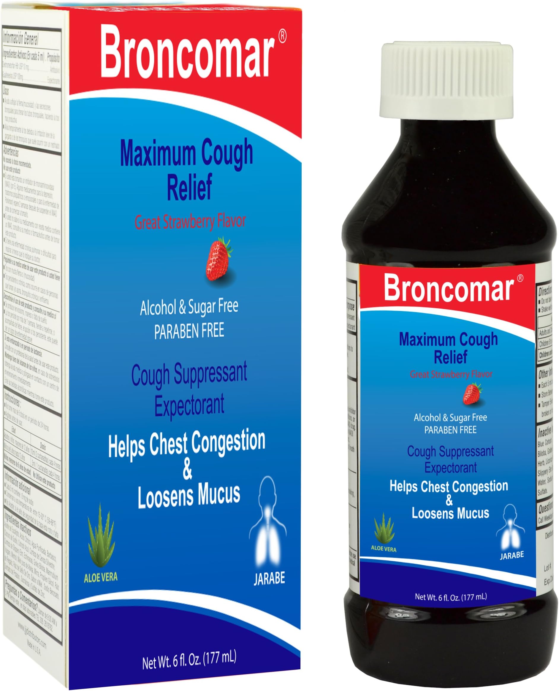 Broncomar Maximum Cough Relief Great Strawerry Flavor Cough Suppressant 6oz