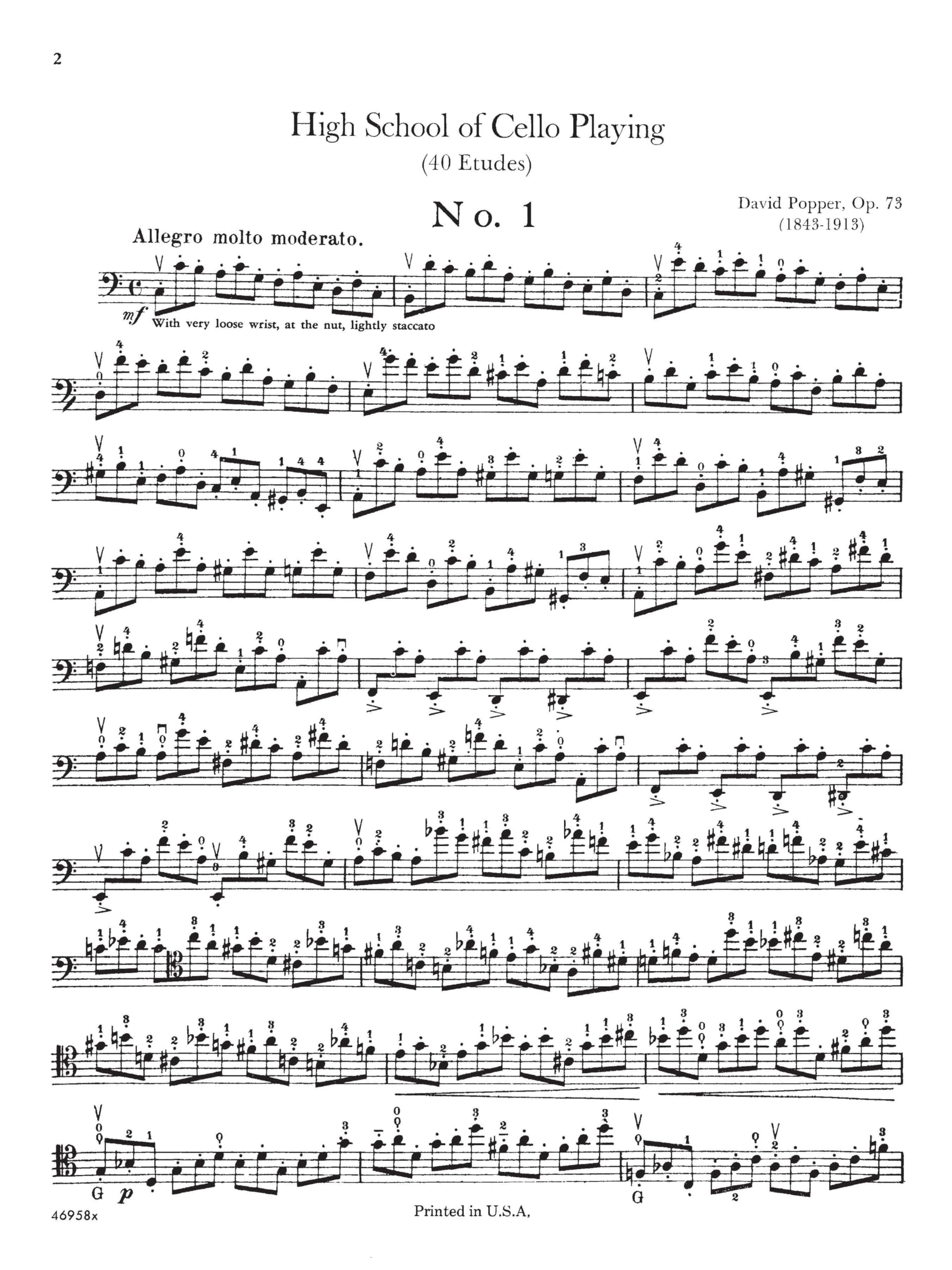 David Popper: High School of Cello Playing, Op. 73: 40 Etudes Cello Method
