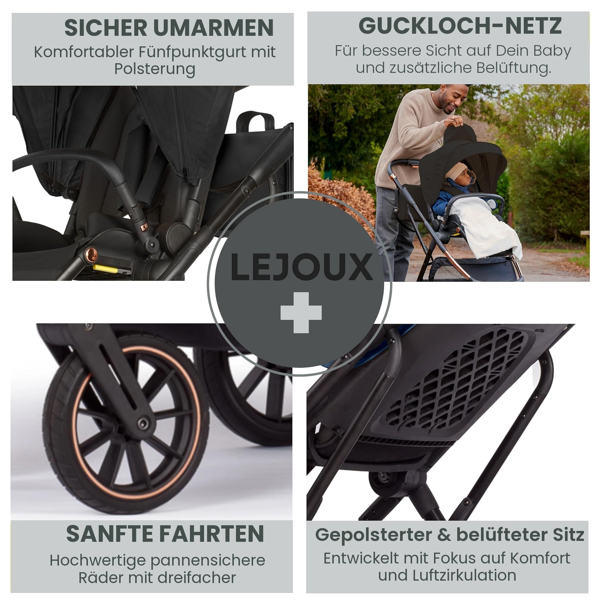 Lejoux+ Baby Pushchair (Black)