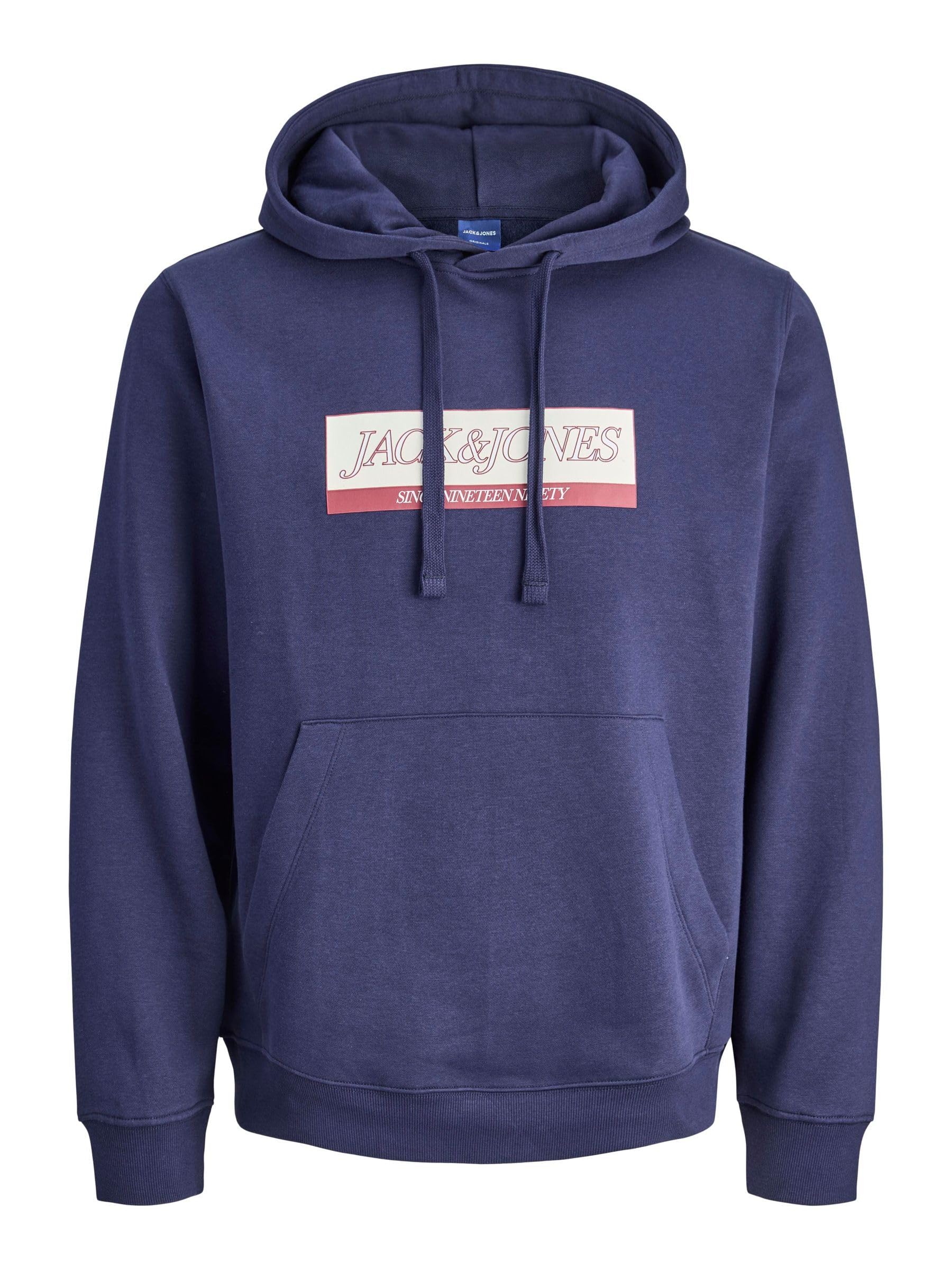 JACK & JONES Jorinwood Block Branding Sweat Hood, Ocean Cavern, L