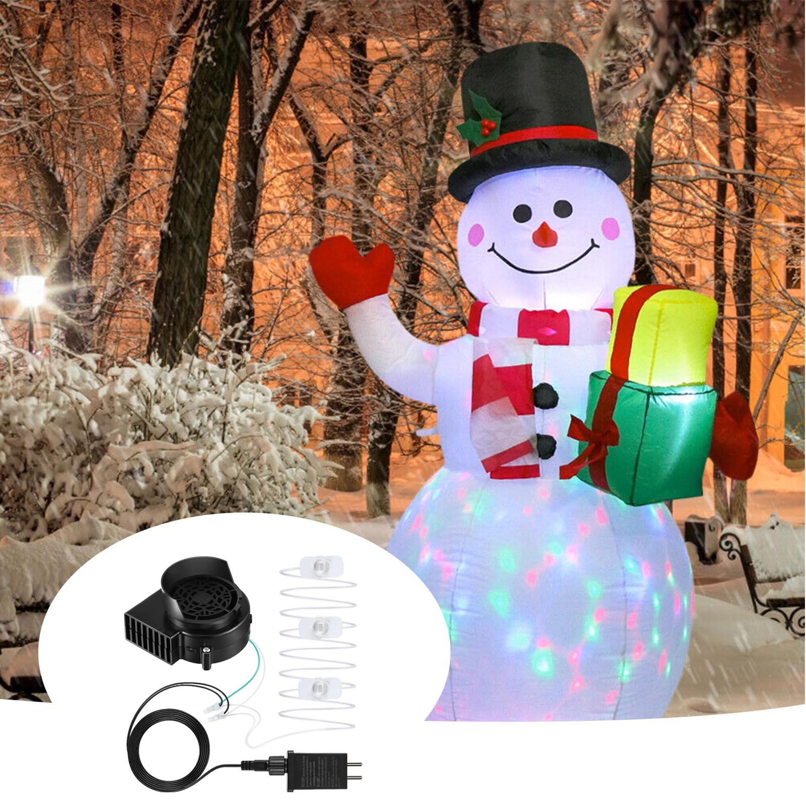 Souffleur de rechange pour figurines gonflables - 12 V - Pour figurines de Noël et décoration aérienne - Avec guirlande lumineuse LED