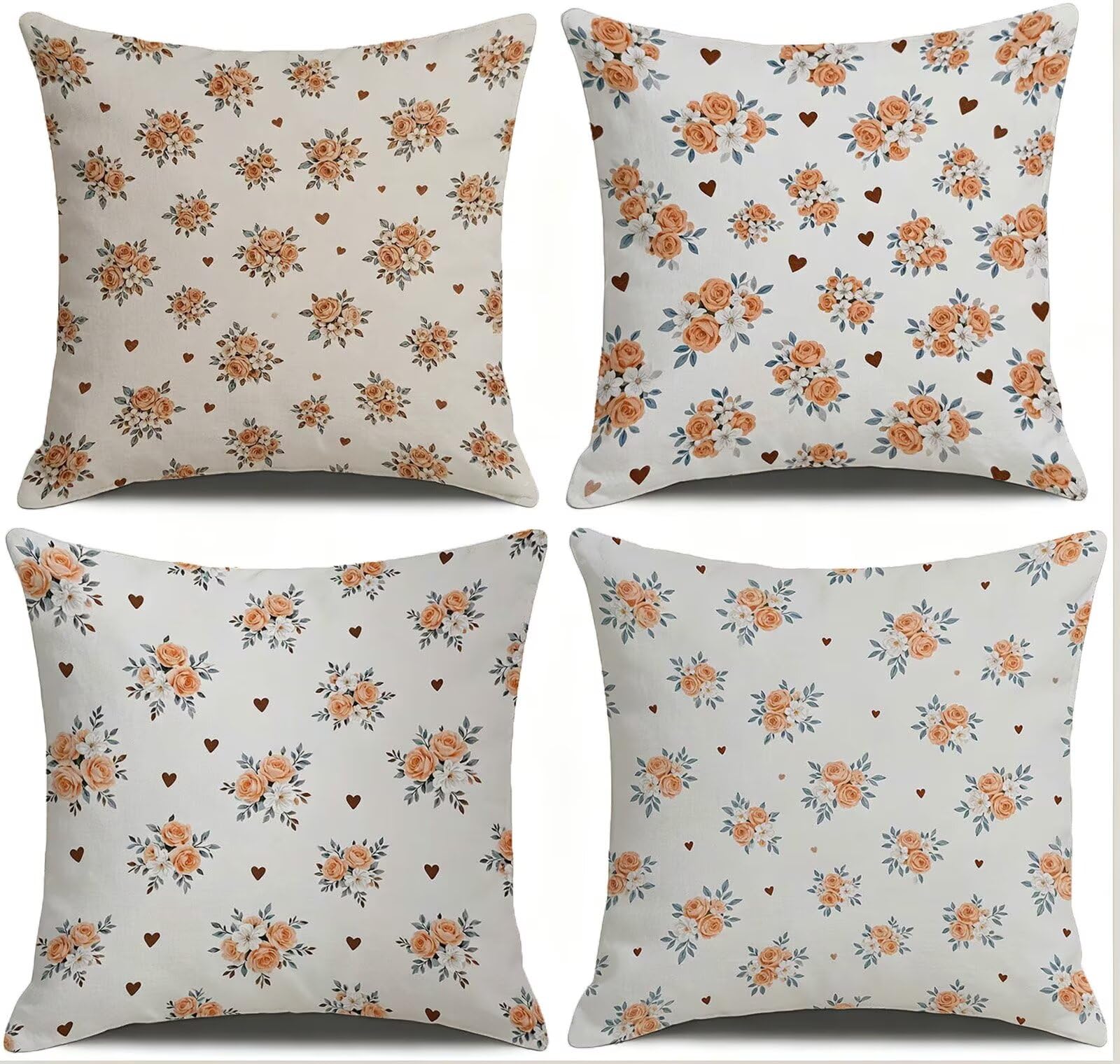 Beige Federe Cuscini Divano 75x75cm, Cuscini da Esterno Set de 4, Cod-95 | Lin Copricuscini Decorativi Letto Arredo, per Letto, Soggiorno, Giardino, Esterno, Casa Decorazione Set di 4 Pianta