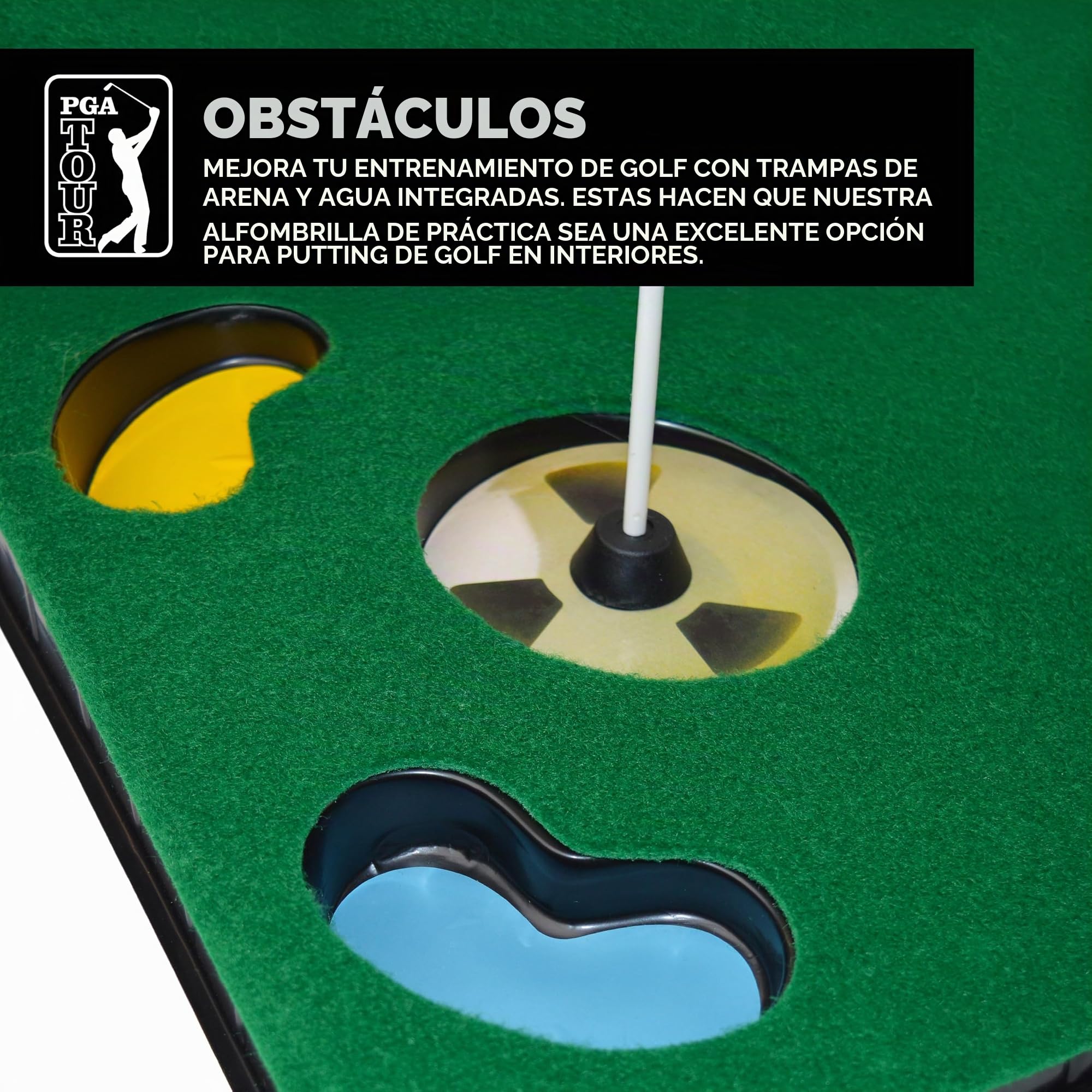 PGA Tour 6ft Putting Mat with Collapsible Putter & Alignment Guide Golf Ball