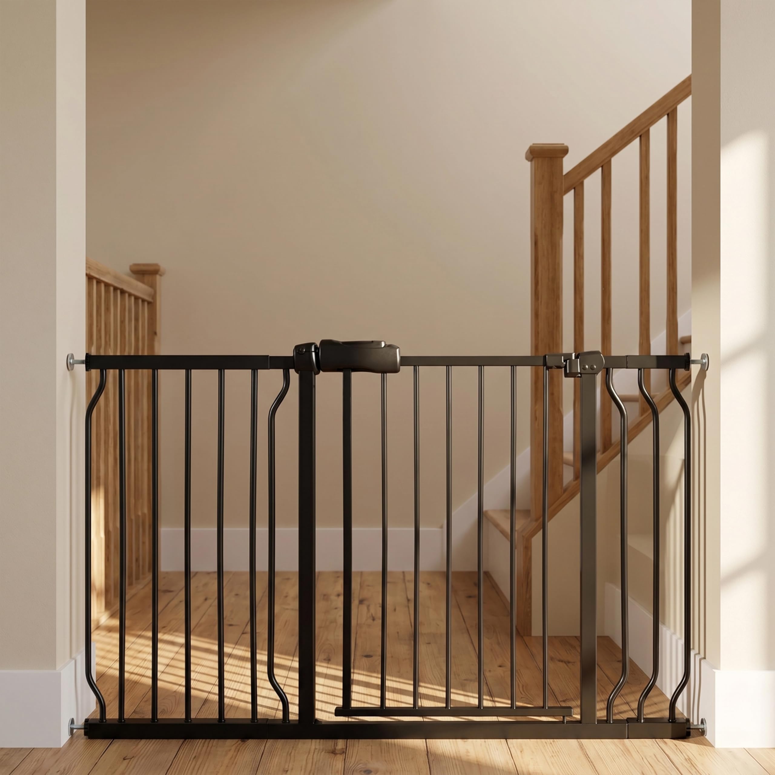 Extra Wide Baby Gate 48-53" Walk-Through Dog Gate for Stairs, Doorways & Hallways, 30" Tall, Auto-Close & Dual-Swing Safety Child Gate Indoor, Easy