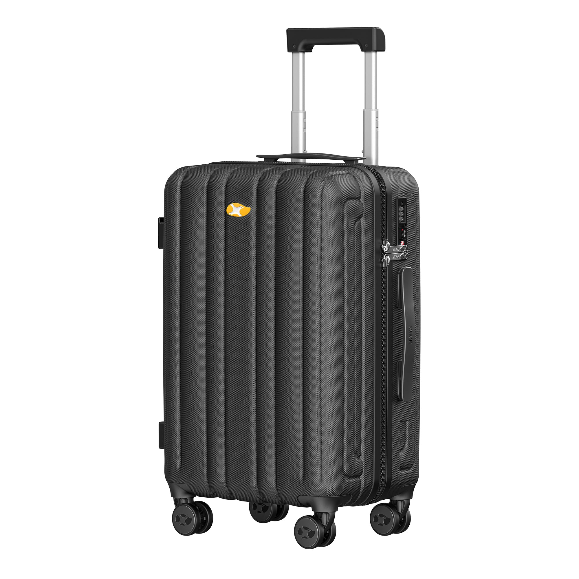 MGOB Valigia Bagaglio a Mano 15PC Trolley Rigido Valigie da Cabina 4 Ruote Universale TSA Lucchetto Ultra Leggero (Nero, 55CM)