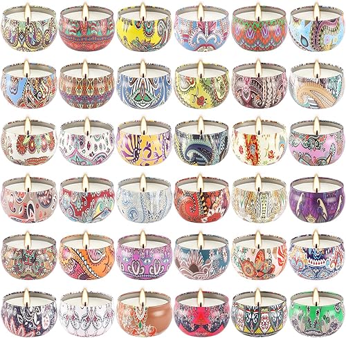 YOROXRG Juego de 36 velas perfumadas de cera de soja, velas de lata de viaje para el hogar, velas perfumadas de 2.5 onzas para mamá para Navidad, YOROXRG Juego de 36 velas perfumadas de cera de soja, velas de lata de viaje para el hogar, velas perfumadas de 2.5 onzas para mamá para Navidad,