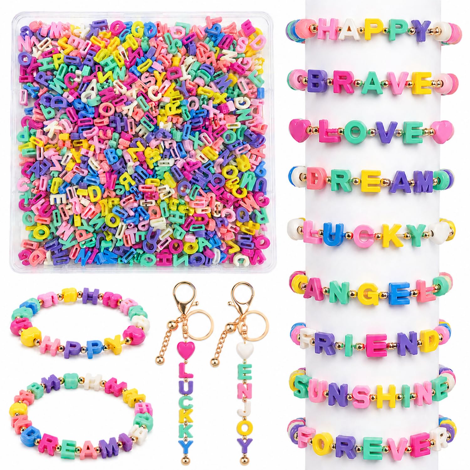 700PCS Large Letter Beads, 12MM Colourful 3D A–Z Alphabet Beads — image 1