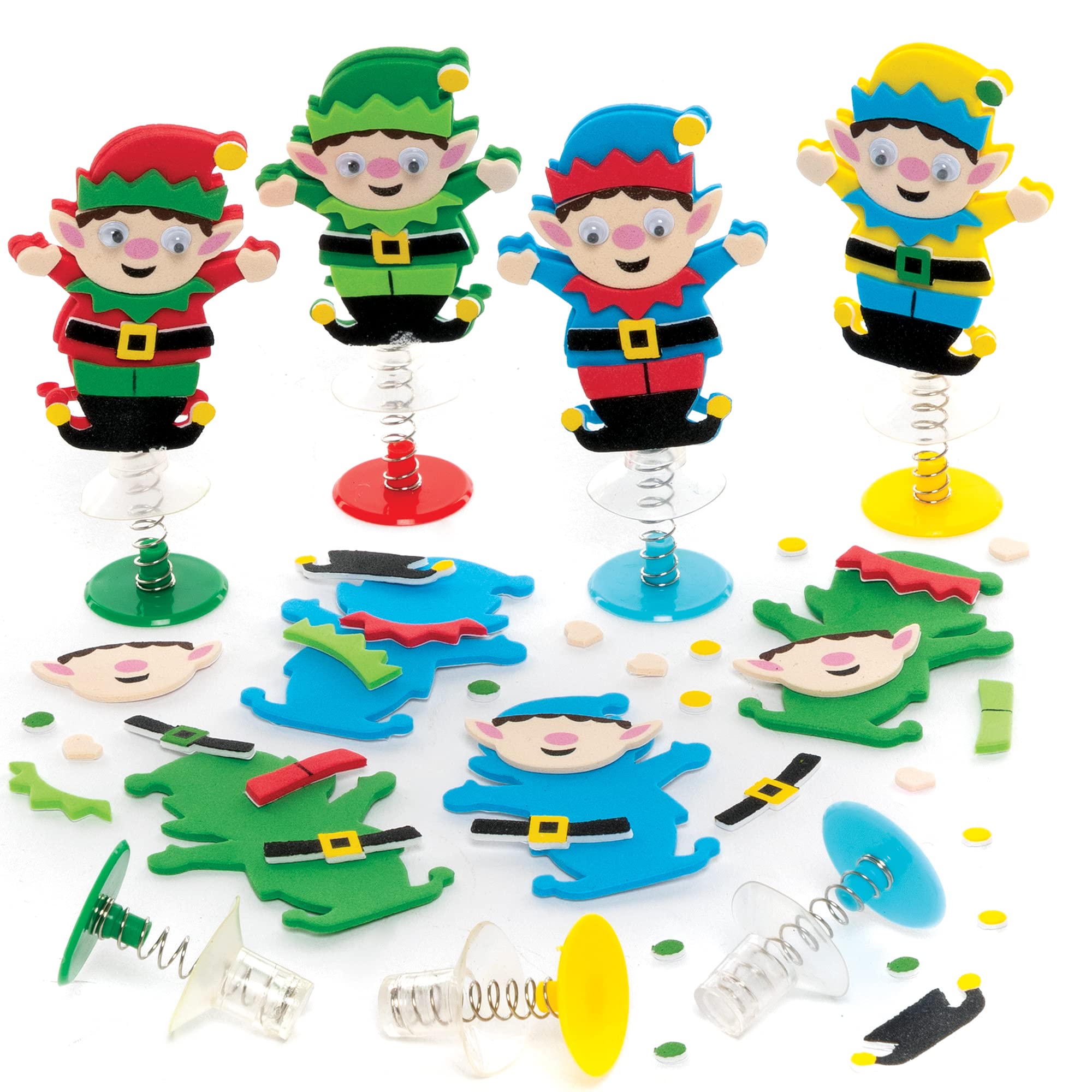 Baker Ross FE963 Christmas Elf Jump Up Kits - Pack of 8, Craft Activities for Kids to Assemble, Decorate and Play, Great as a Gift for Creative Children