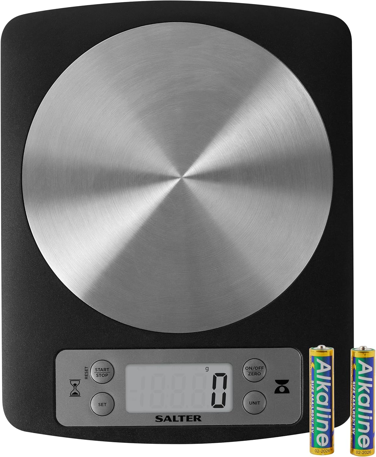 Salter 1136 BKSSDR Digital Kitchen Scale – Easy Clean Stainless Steel Disc Platform, Magnetic Feet, Store On The Fridge Door, Clock Display, Ultra Slim Design, Add & Weigh Function, Measure Liquids Salter 1136 BKSSDR Digital Kitchen Scale – Easy Clean Stainless Steel Disc Platform, Magnetic Feet, Store On The Fridge Door, Clock Display, Ultra Slim Design, Add & Weigh Function, Measure Liquids