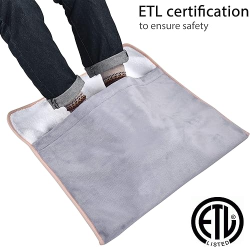 Miniatura 2 de AW Calentador eléctrico de pies con calefacción de 22 x 20 pulgadas, almohadilla de calentamiento rápido de 3 ajustes de temperatura, alivio del