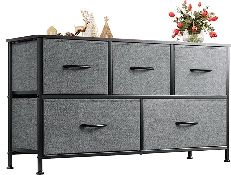 Dresser with 5 Fabric Drawers for Nursery
