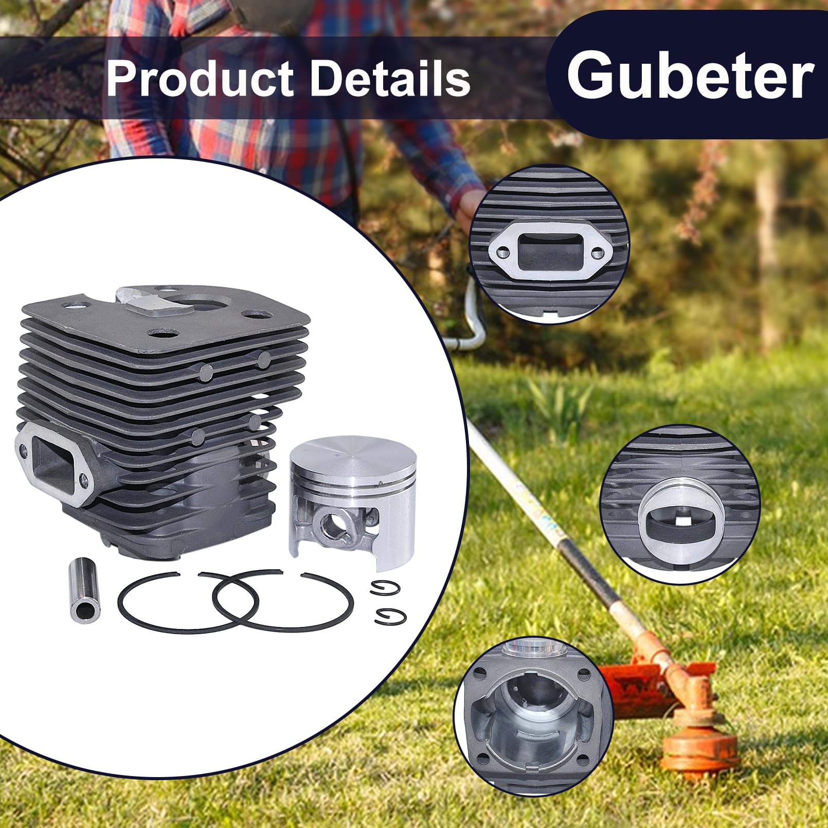 Kit Cilindro e Pistone per Stihl FS550 FS420 FS420L FS550L Ricambi Decespugliatori, Filtro Aria e Kit di Riparazione Carburatore, Sostituisce 4116 020 1215, 4116 120 1602, 4115 141 0300