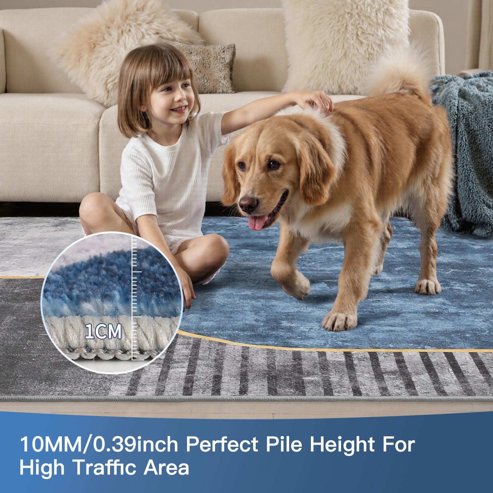 Sour Lemon Rugs Living Room Large 240x340, Machine Washable Rug, Area Rugs for Bedroom - Image 4