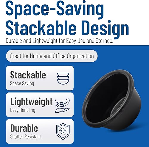 Miniatura 3 de Carlisle FoodService Products 4312303 SAN - Ramequín liso estriado, capacidad de 3 onzas, altura de 1.43 pulgadas, negro (caja de 48)