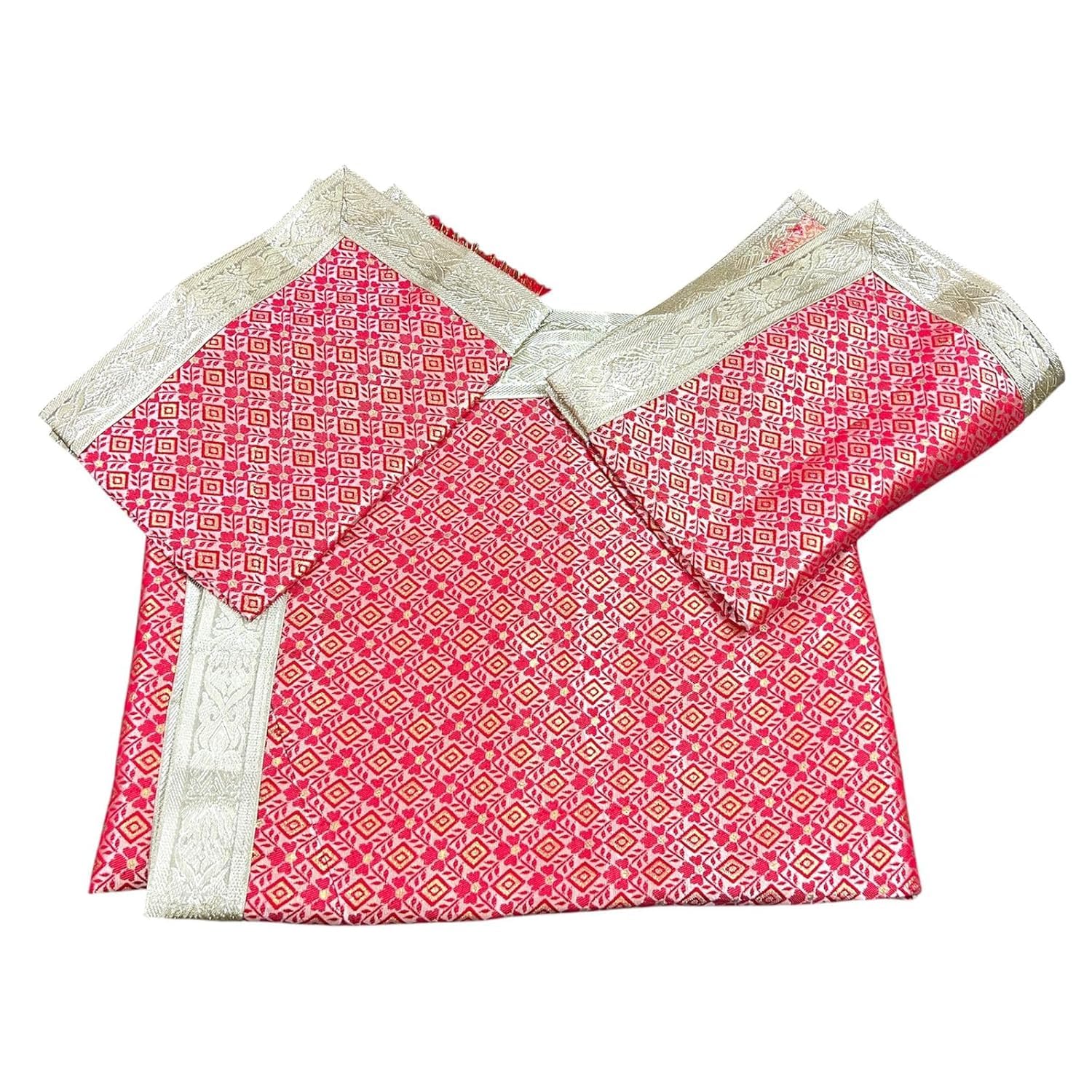 Shukrana Blessings Hub Rumala Sahib Double Set – Brocade Silk Fabric with Beautiful Embroidery Border for Gurudwara and Pooja Room (ORANGE)-image-3