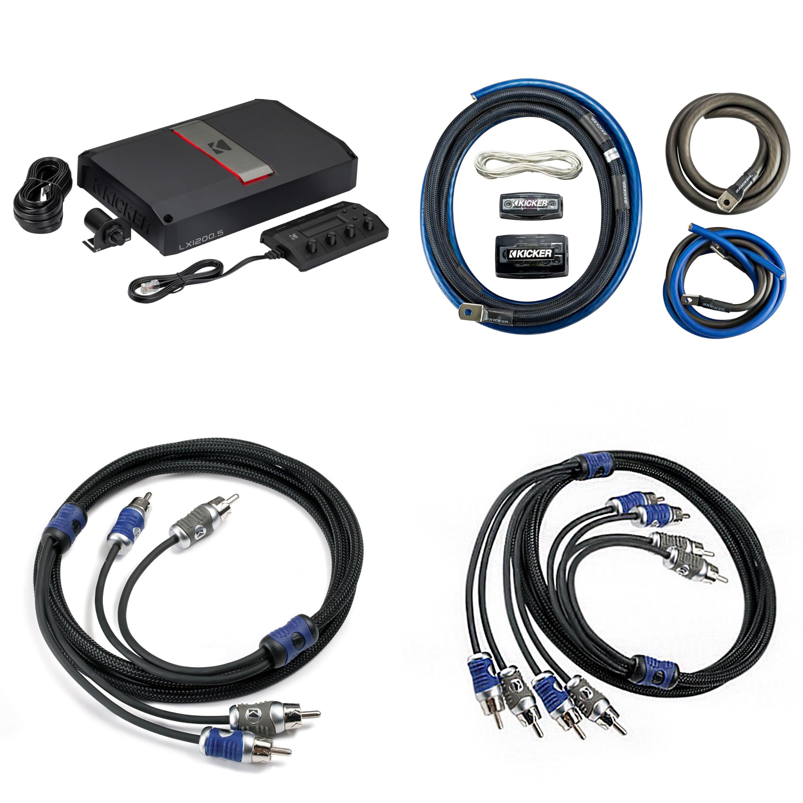 Amazon.com: Kicker LX1200.5, Amp Install Kit (Includes RCAs), 4
