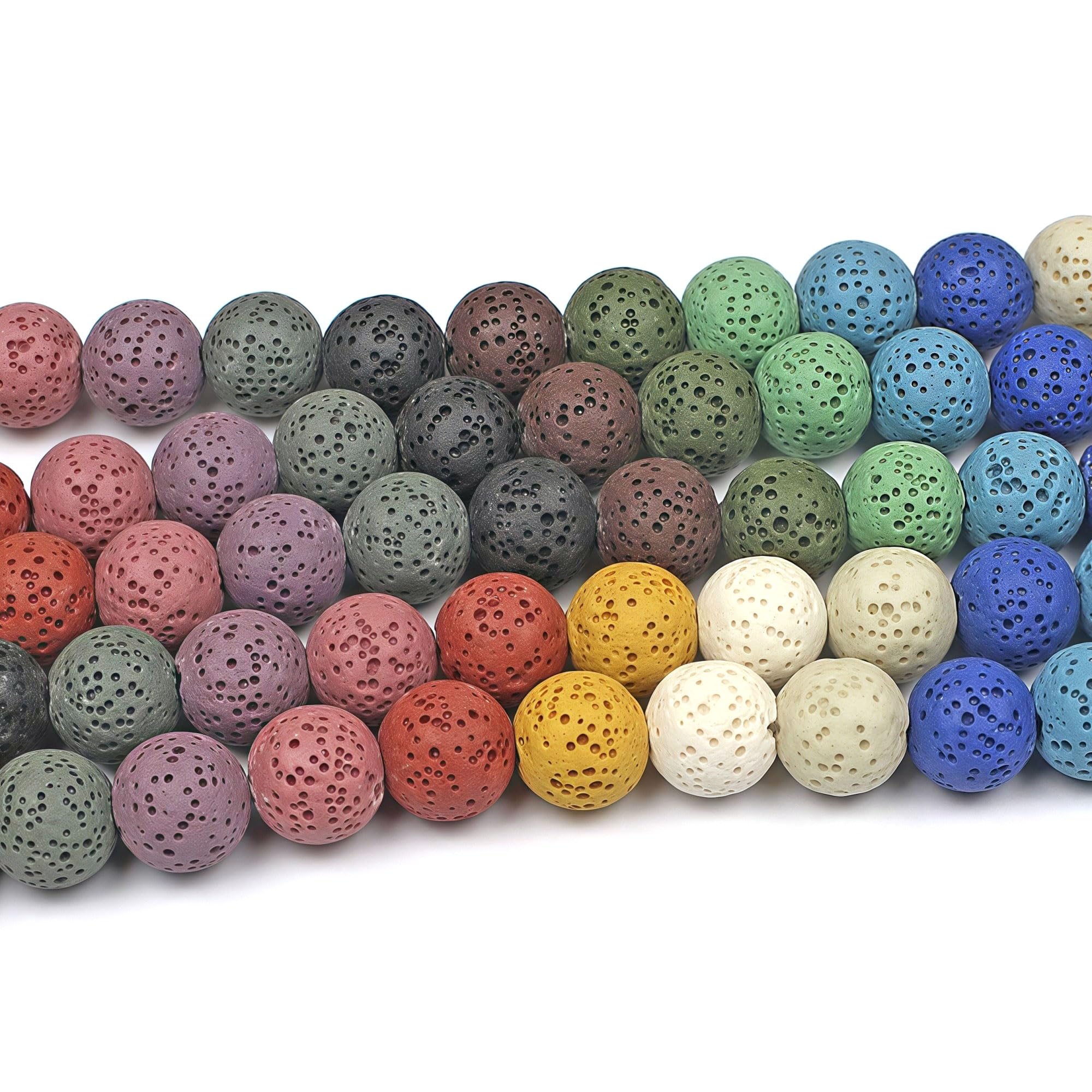 MJDCB 8mm 43 piezas Cuentas de Piedra Difusor de Aceites Esenciales Lava Multicolor Redondas Sueltas Piedras Semipreciosas Naturales para Hacer Joyas Pulseras Collares — view 4
