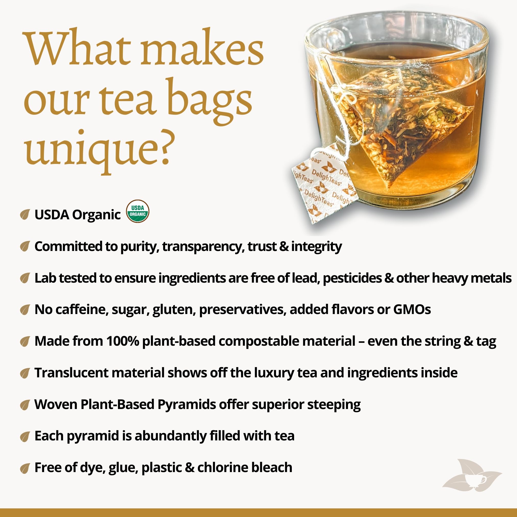 DelighTeas Sachets de thé détox pour le foie | Sachets de thé pyramidaux respectueux de l'environnement | Soulagement ayurvédique de l'estomac et soutien du foie | USDA biologique, végétalien, sans