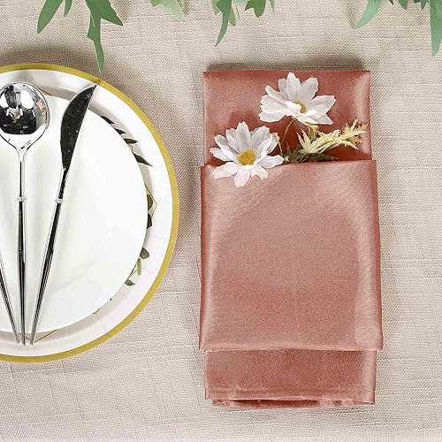 Miniatura 8 de Efavormart - Servilletas de lino satinado de terracota de 20 x 20 pulgadas para decoración de bodas, cumpleaños, restaurantes, fiestas, 25 unidades