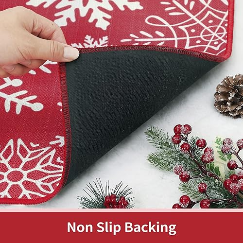 Miniatura 12 de CAROMIO Tapete decorativo de Navidad para puerta delantera, tapete de bienvenida lavable, para interiores y exteriores, antideslizante, tapete