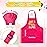 R HORSE 2Pcs Kid Apron and Chef Hat Set, Adjustable Children Pink Kitchen Toddler Apron for Girl Who Loves Slime, Dress up Role Play Chef Toy Funny Cooking Gift Birthday Gift for Kids Baking Painting