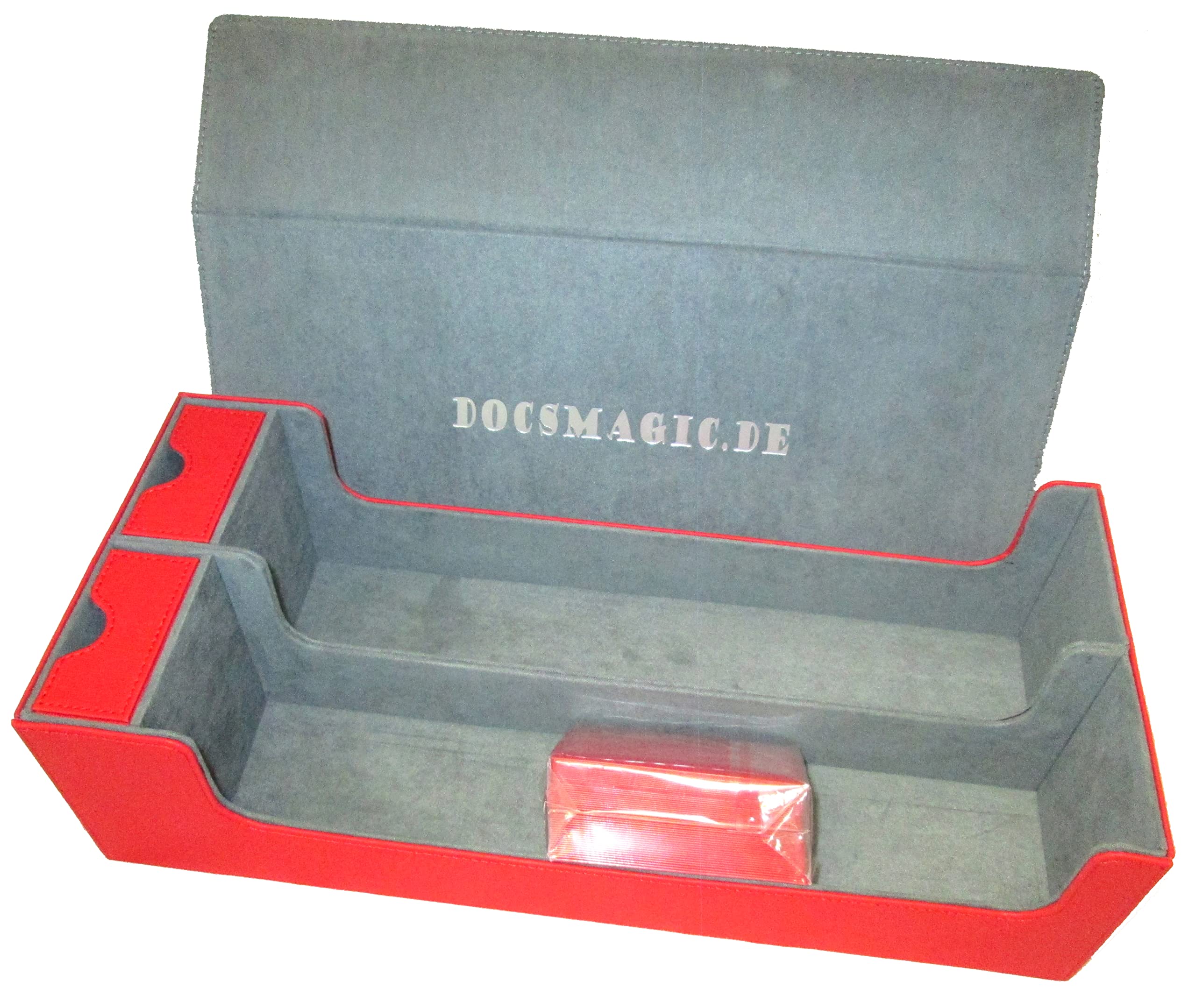 docsmagic.de Premium 2-Row Trading Card Storage Box Red + Trays & Divider - MTG PKM YGO