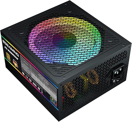 Miniatura 1 de ESGAMING Fuente de alimentación de 850 W con certificación Gold 80+, fuente de alimentación ATX totalmente modular PFC activa con función RGB,