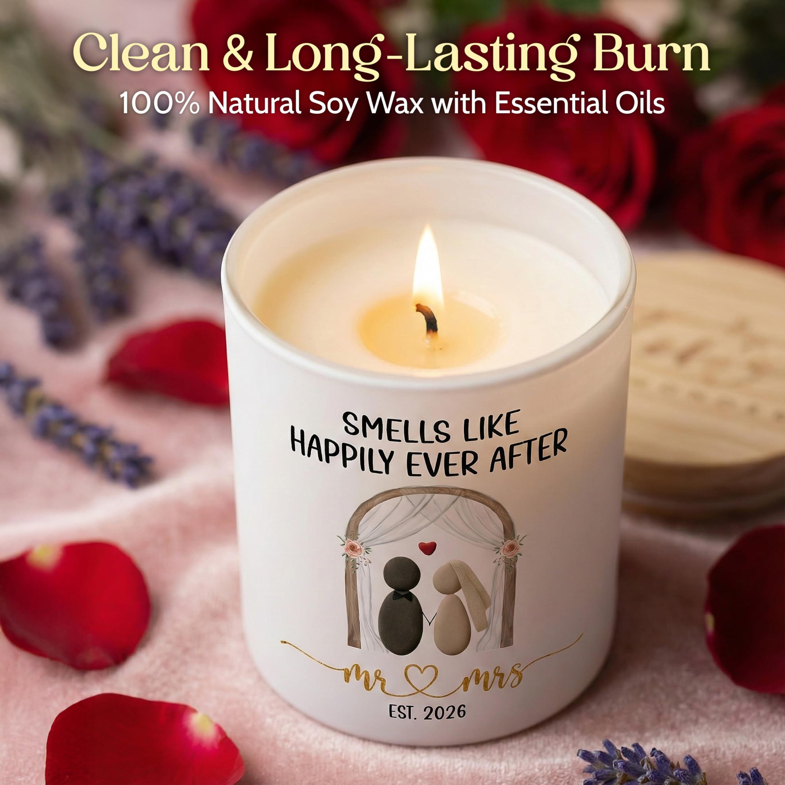 TEEZWONDER Wedding Gifts for Newlyweds - Mr & Mrs 2026 Scented Candle - Bridal Shower Engagement Gifts for Couples, Mr and Mrs Gift for Bride and Groom, Anniversary Wedding Gift for Women Men