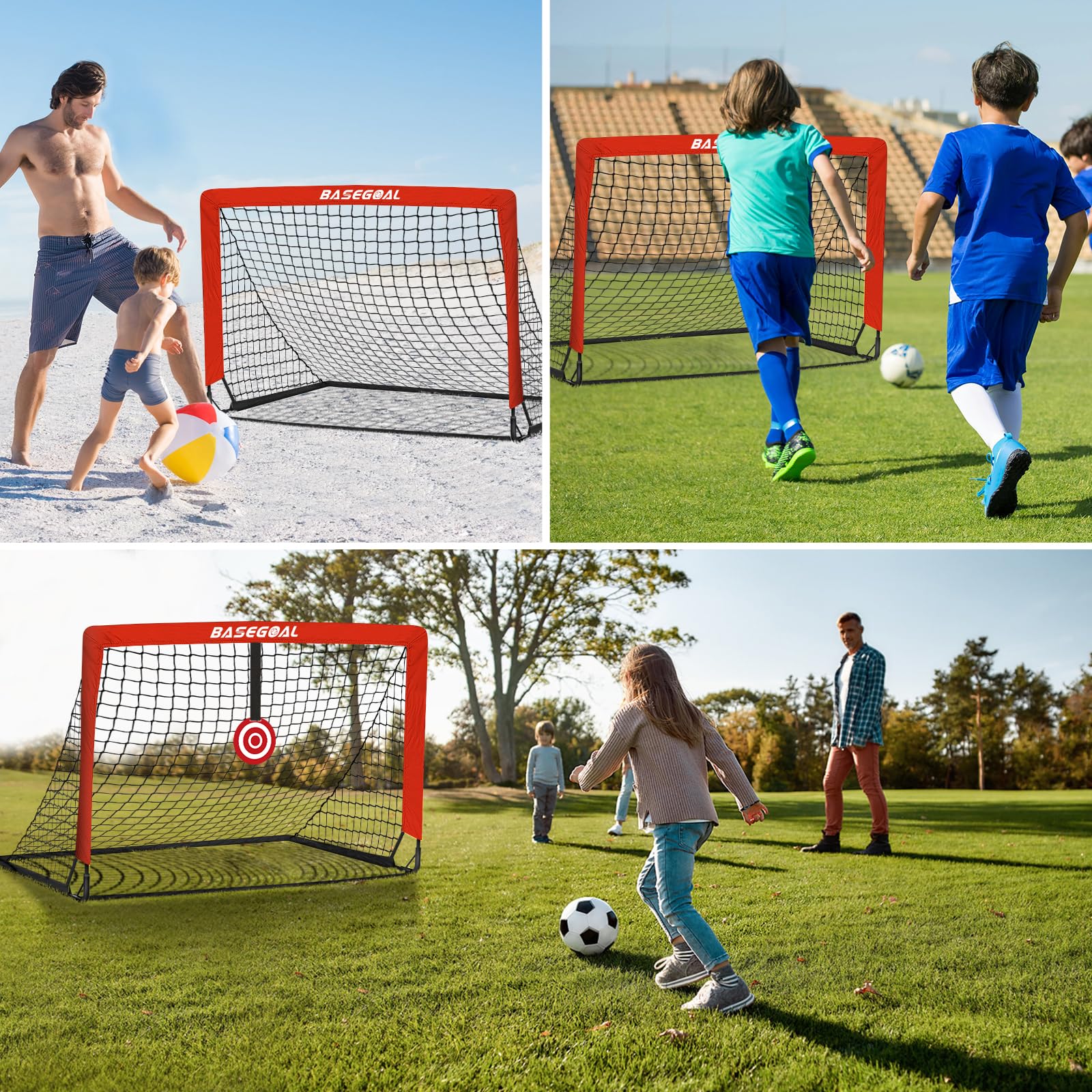 Porte da Calcio per Giardino, Porta da Calcio per 150x120cm, Porticine Da Calcio con Aste In Fibra di Vetro e Reti di Alta Qualità, Bullseye e Borsa per Giardino e Gioco per Interni - 5