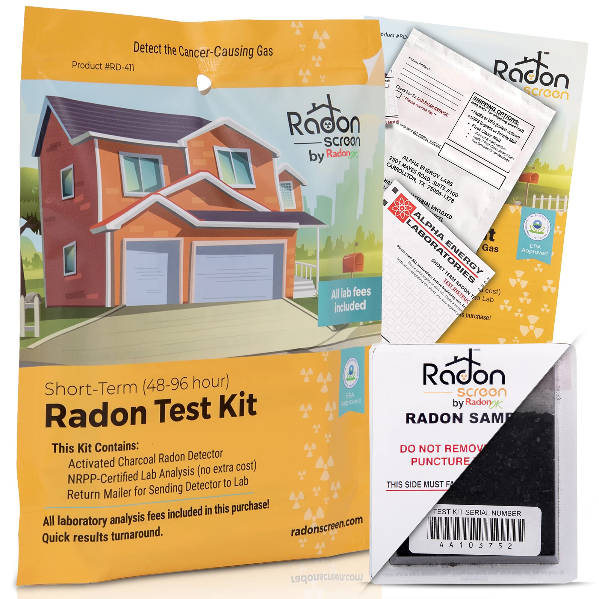 Sponsored Ad - RadonScreen Radon Test Kit for Home – EPA Approved Short-Term Radon Tester (48-96 Hours) – Activated Charco...