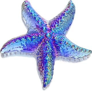 H&D HYALINE & DORA Hand Blown Glass Star Fish Figurines Blue Sea Animal Ornament for Home Decor,Tiny Glass Sea Animals Collectible for Seasonal Gift