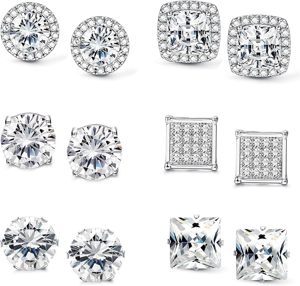 Milacolato 30 Pairs Orecchini In Acciaio Inossidabile Per Donne Uomini Cubic