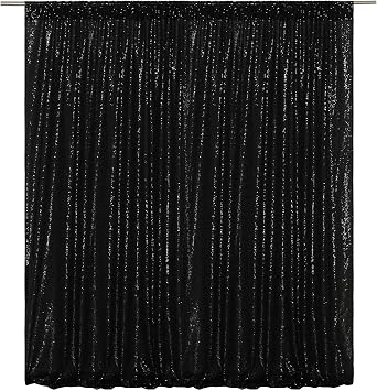 Poise3EHome 4x8ft Black Sequin Backdrop, Upgrade Sparkling Backdrop for Halloween Decoration, Party Photo Booth, Event Decoration