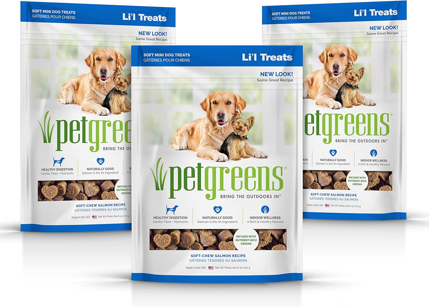 Pet Greens 4 Pack of Soft-Chew Li'l Treats for Small Dogs and Puppies, Healthy Salmon, Roasted Chicken, Tasty Lamb and Bacon and Cheese Flavors, 6 Ounces Per Pack (3 Pack Tasty Lamb)