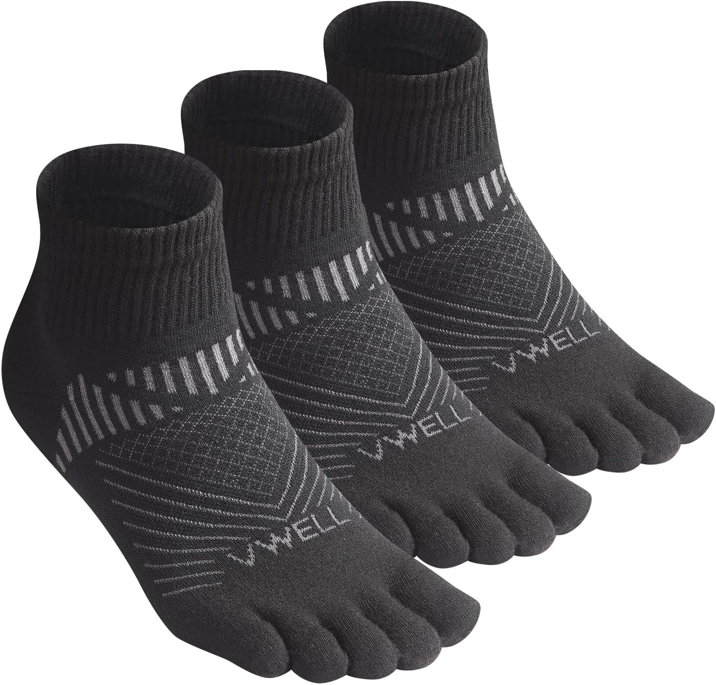 VWELL Toe Socks for Men and Women COOLMAX Five Finger Socks Athletic Running Socks Quarter Ankle Toe Socks (3Pairs)
