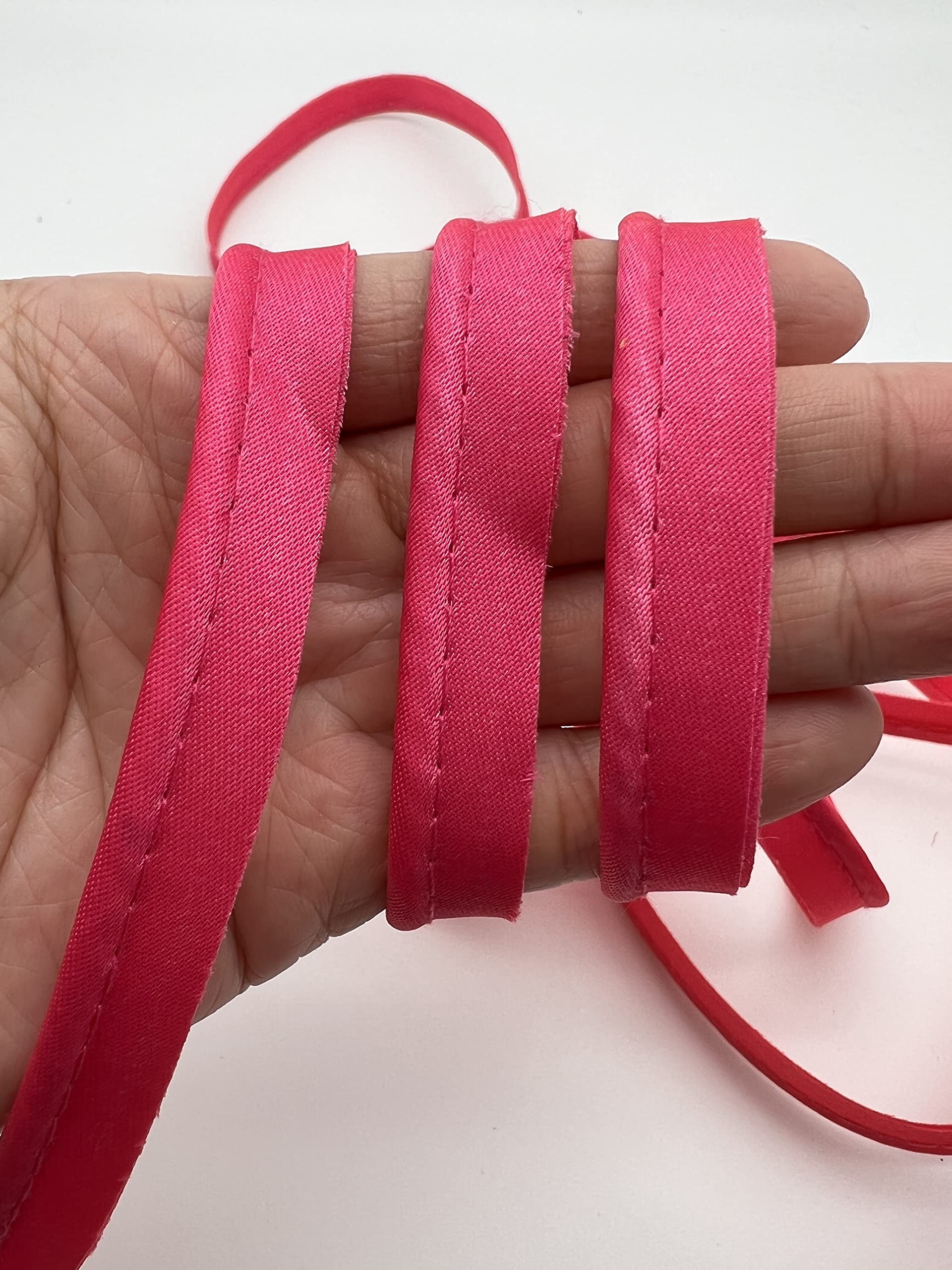 PEPPERLONELY 5 Yards 12mm (1/2 Inch) Polyester Satin Bias Piping Type, Bias Type with Cord, Piping Trim with Cord, Lip Cord Trim for Sewing Clothing